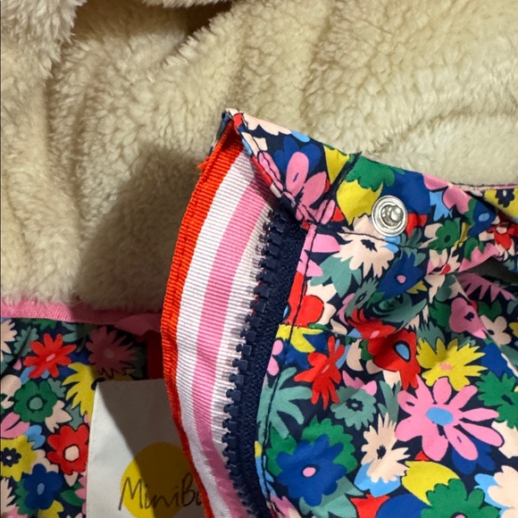 Mini Boden Floral Sherpa Lined Parka Jacket Size 7-8 - Picture 5 of 5